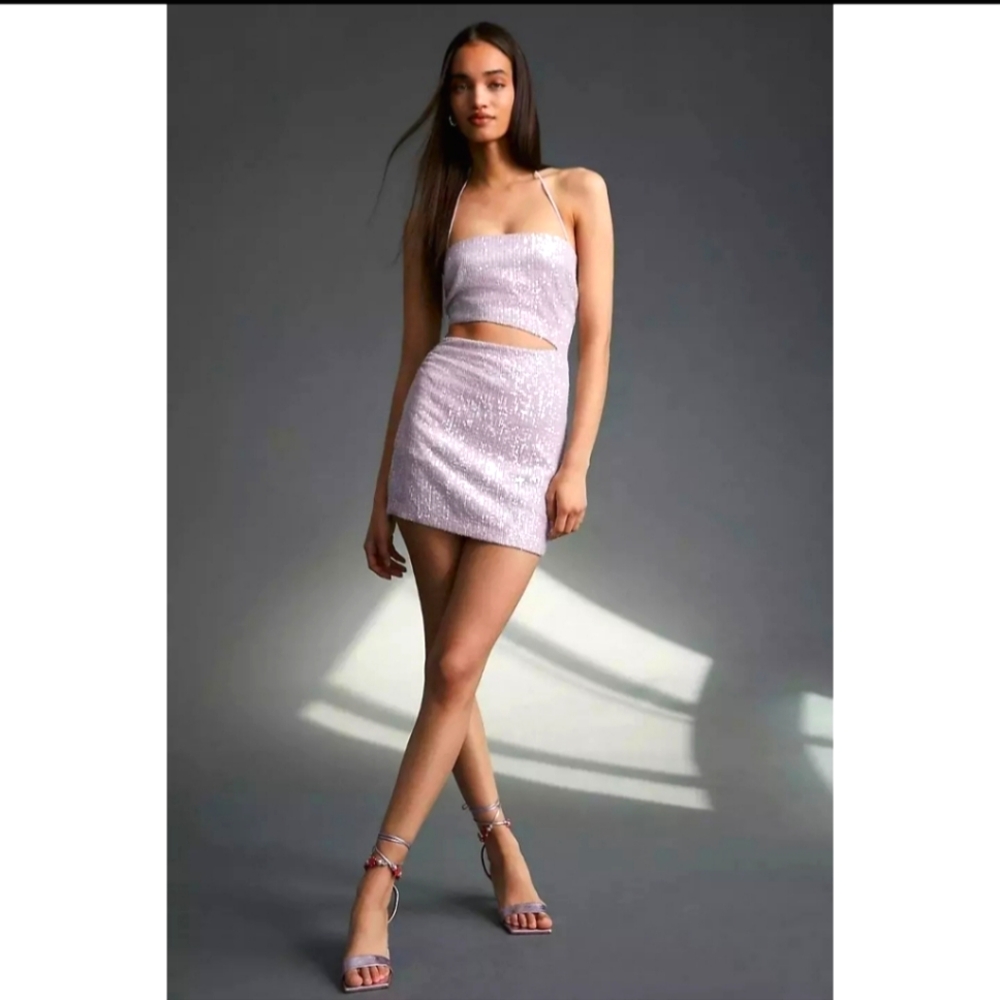 Amanda Uprichard Sequin Halterneck Dress